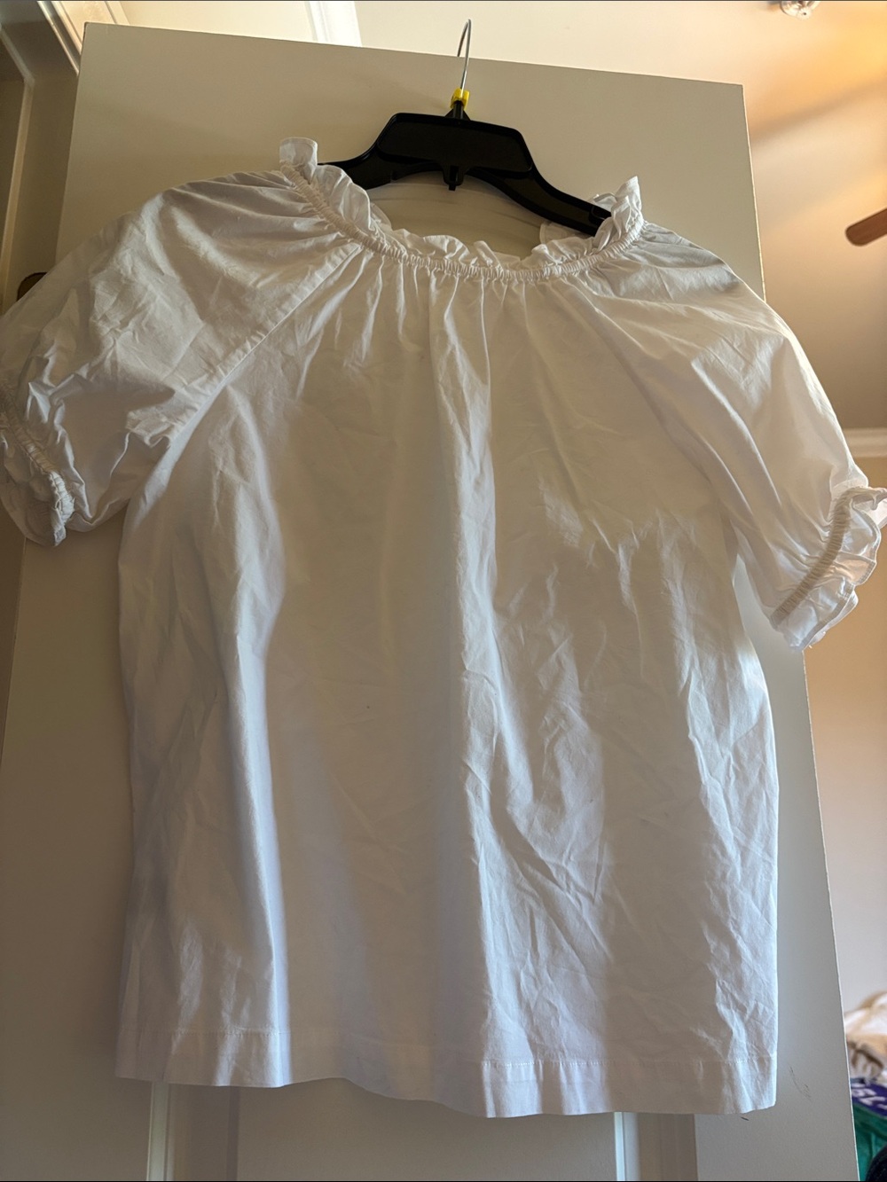 Hill House White Short-Sleeve Off-Shoulder Top